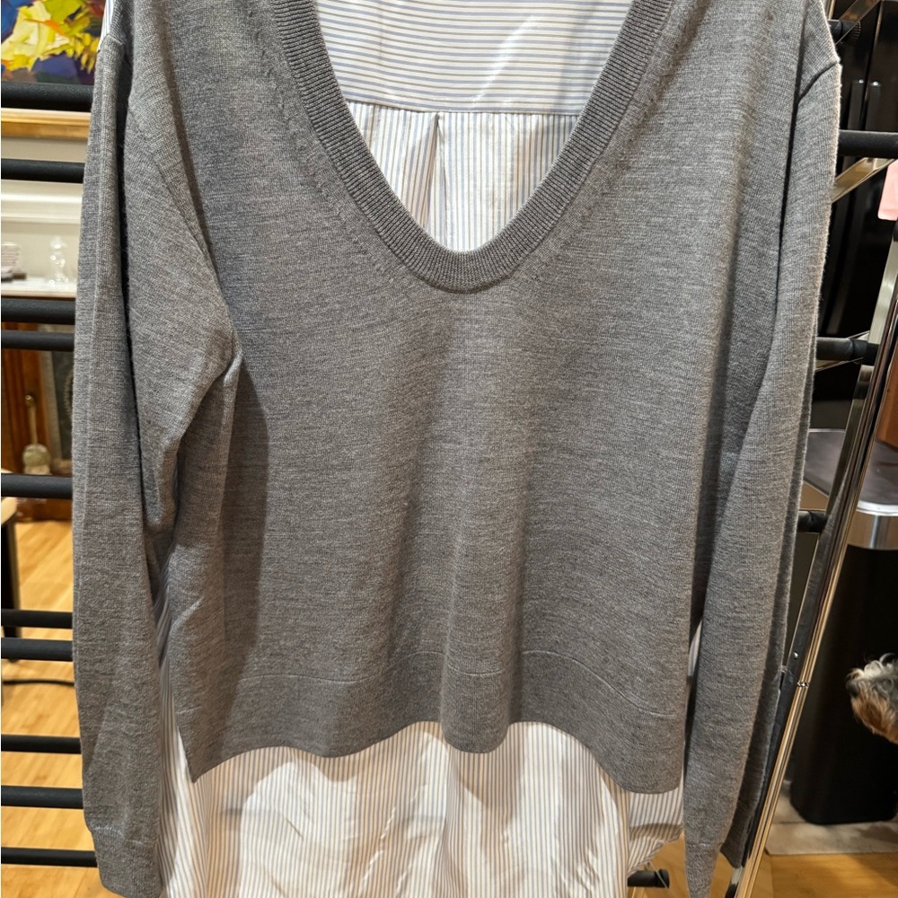 Alexander Wang Gray Knit with Striped Detail. Wool front, and silky back.